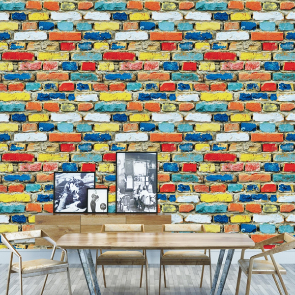China colorful realistic Brick Wallpaper room manufacturers, colorful