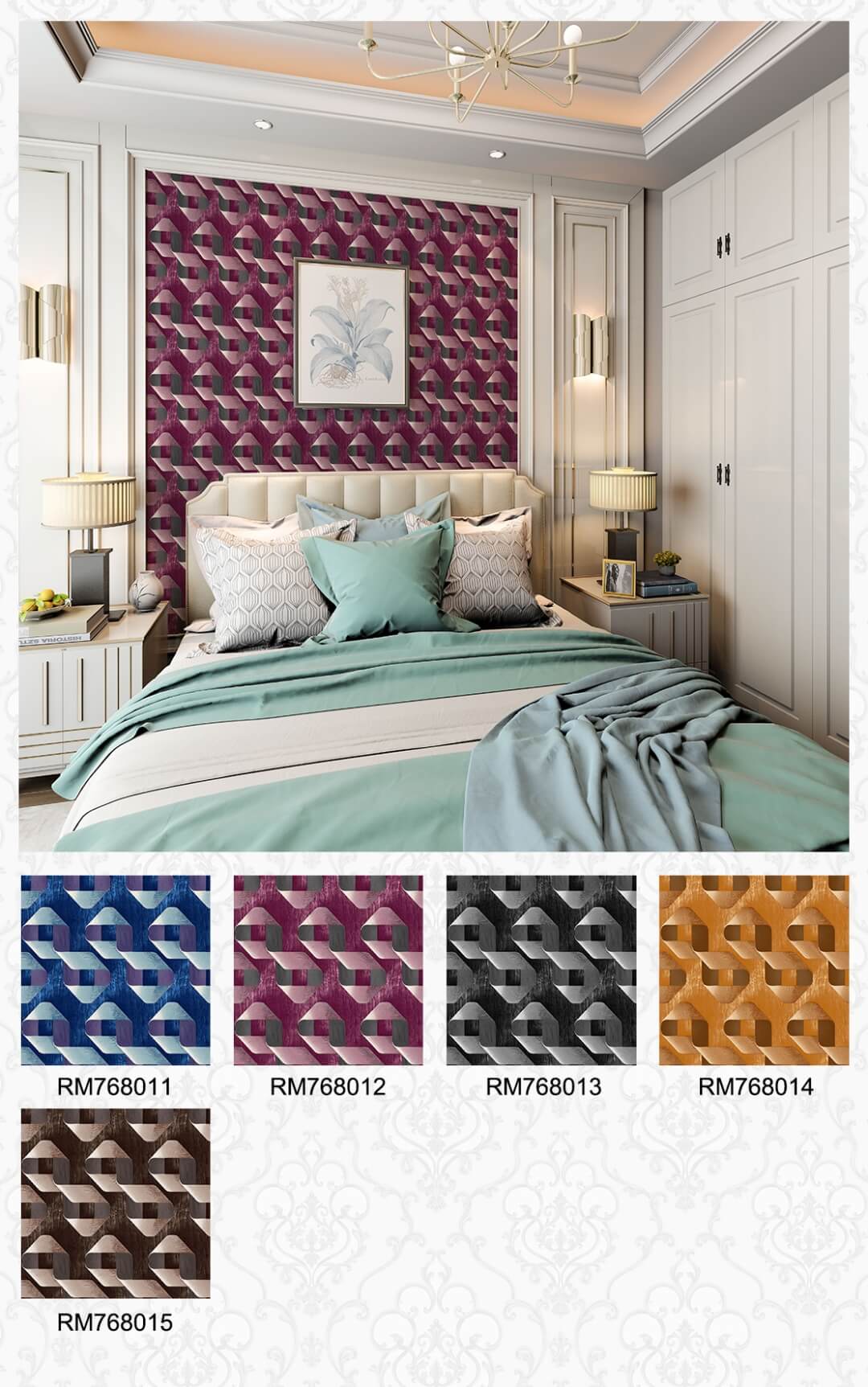 vintage rose gold Brick Wallpaper living room from China manufacturer Max