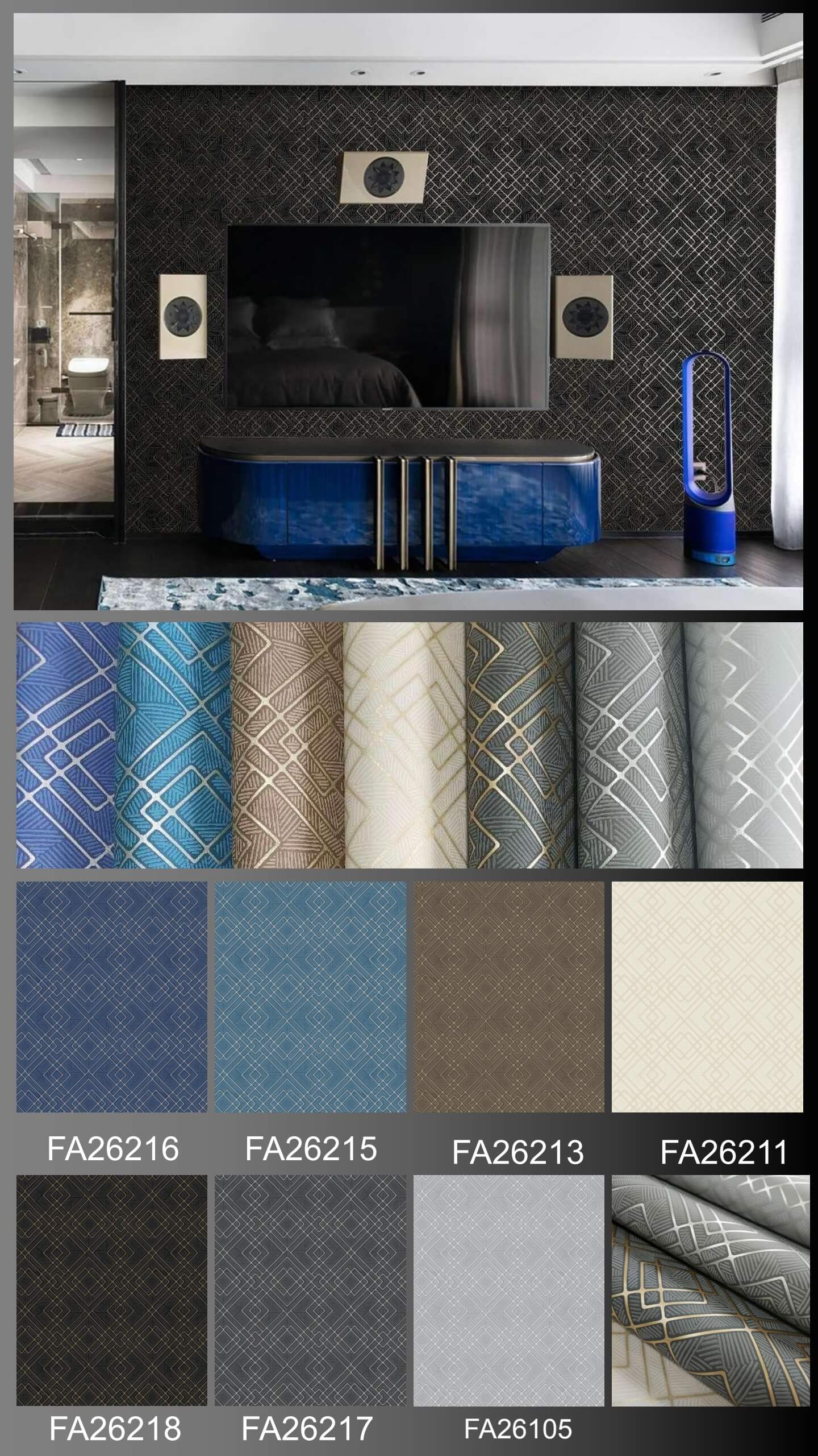 Zara Shimmer Metallic Geometric Wallpaper in Emerald & Gold from China